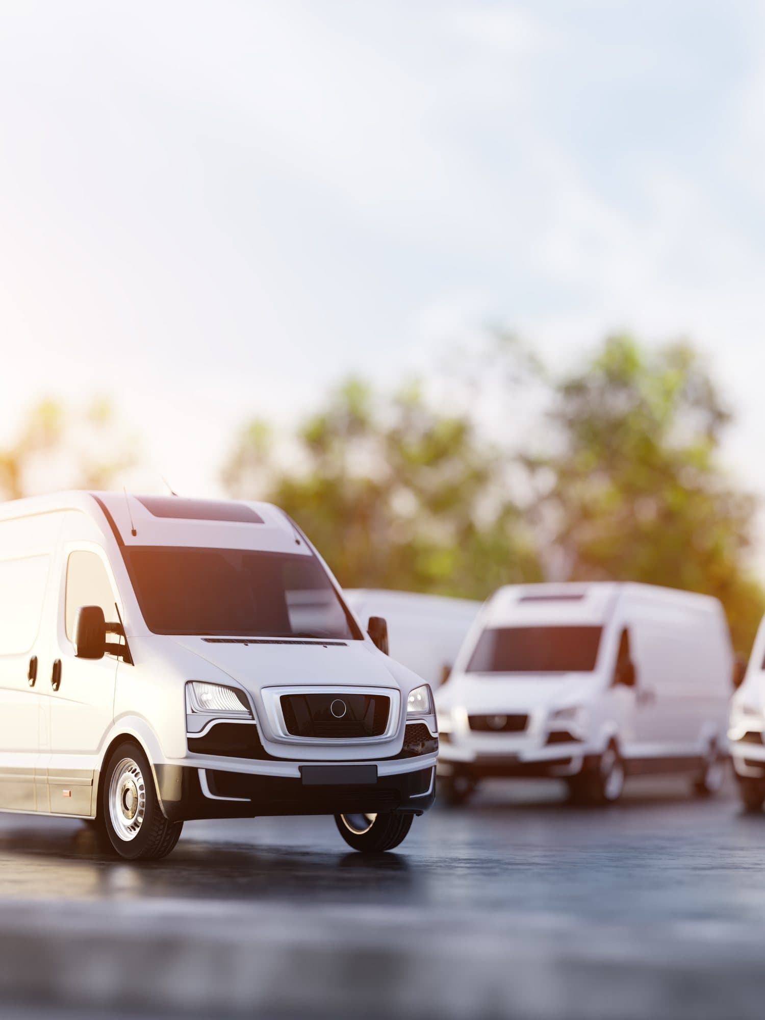 A fleet of clean commercial trucks